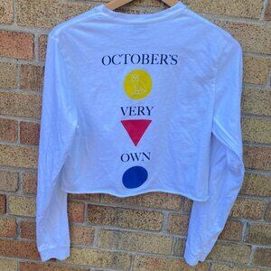 Octobers Very Own Cropped Long Sleeve Shirt XS White OVO Sweater